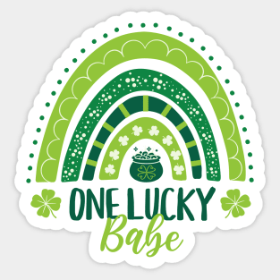 One Lucky Babe St Patricks Day Rainbow Sticker